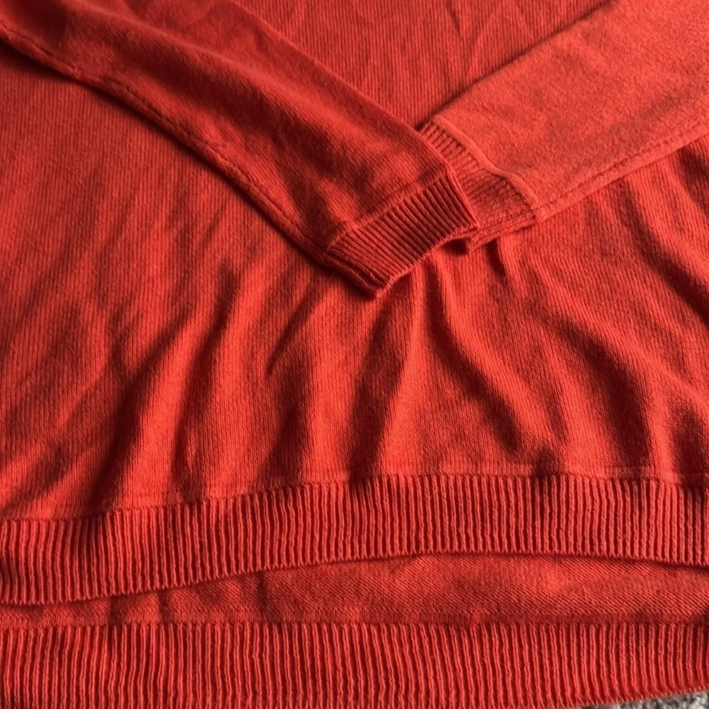 H&M L Oversized Orange Crew Neck Sweater with Zip Up Back Detail Women's EUC